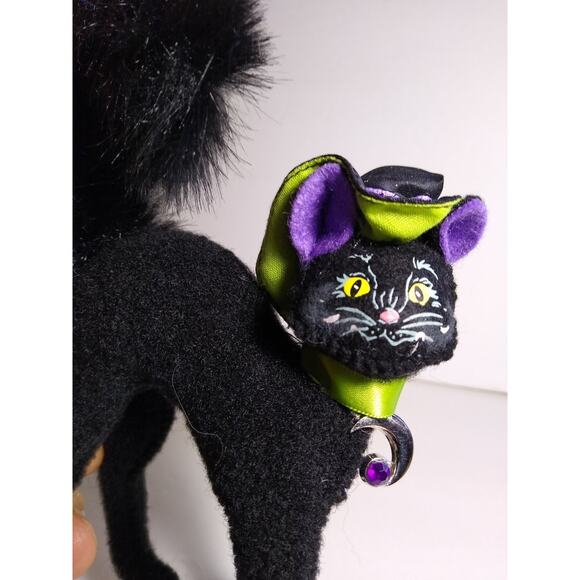 Annalee Black Cat Artist Doll Halloween 2009 Felt Plush Witch Hat - Picture 2 of 4